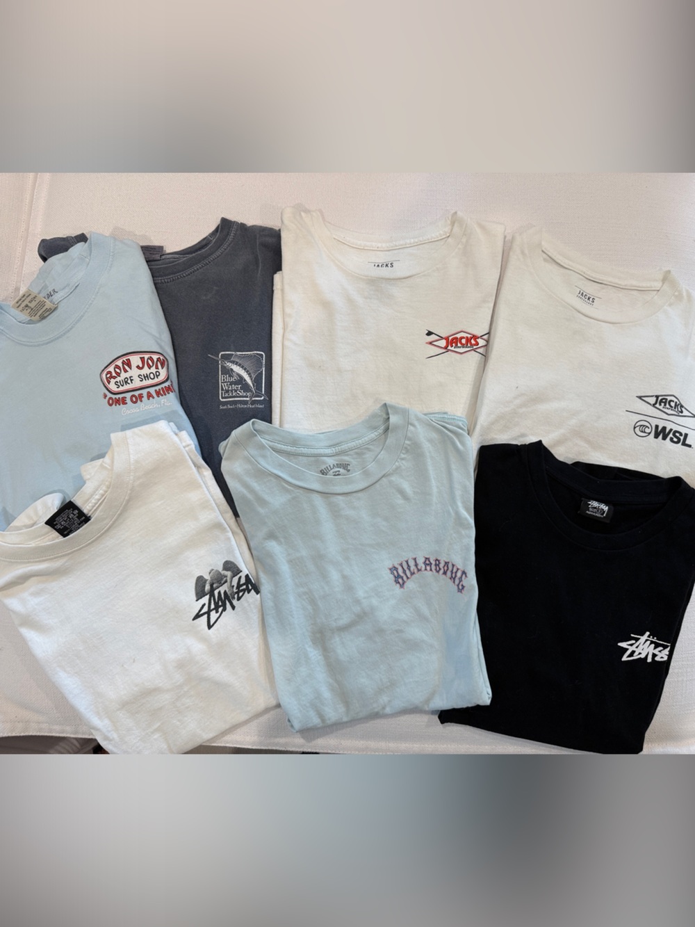 Assorted Men’s Short Sleeve Graphic Tees - Light Blue, White & Black